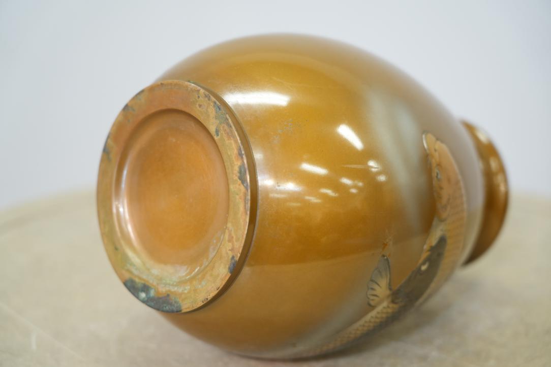 Japanese Bronze Koi Vase Height:245mm - Image 3