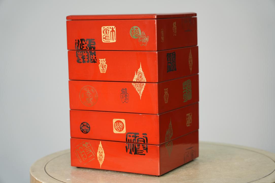 Japanese Maki-E Lacquered Jubako Width:245mm