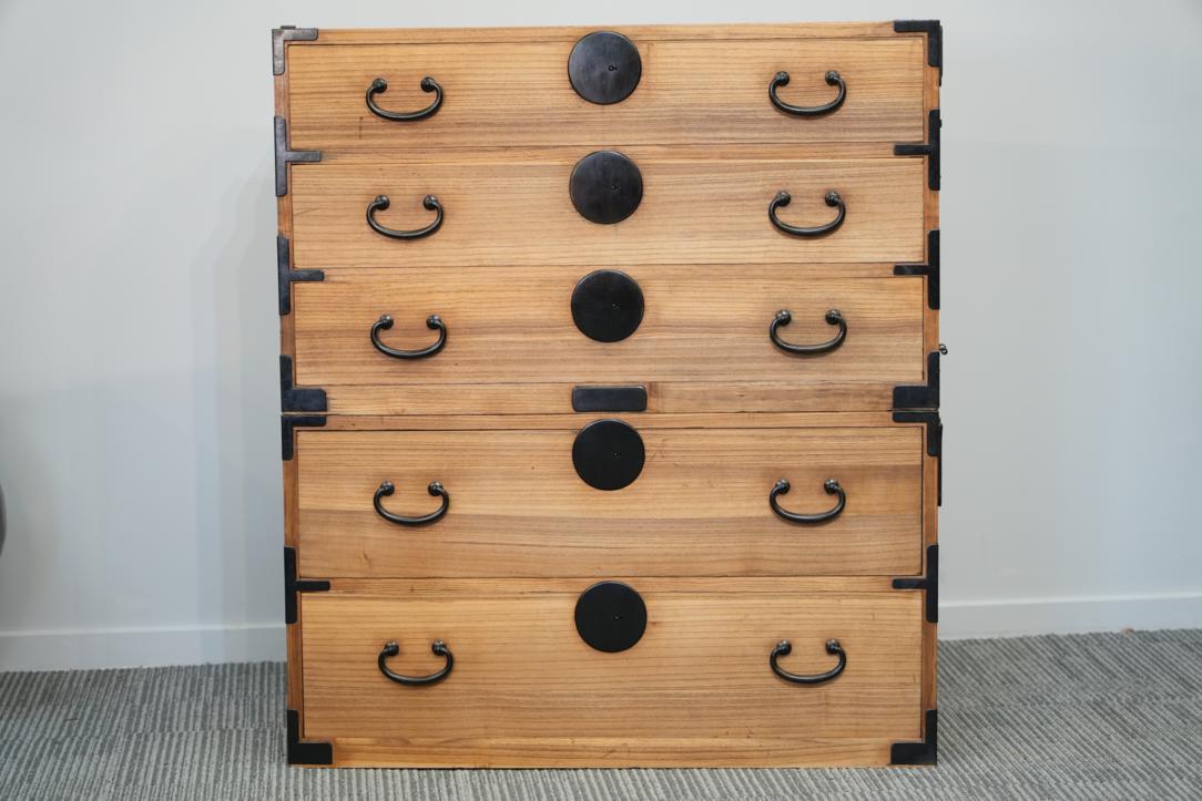 Antique 2 Section Isho Dansu (Clothing Chest) Width:940mm - Image 9