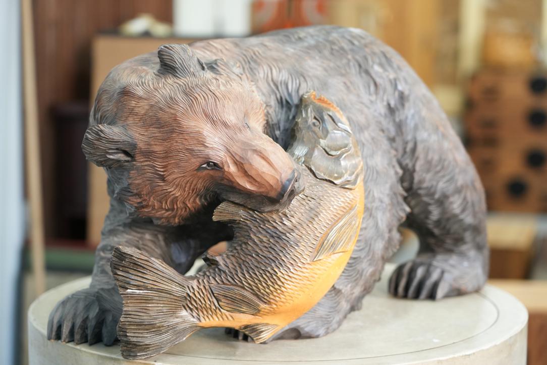 Carved Wooden Hokkaido Bear Width:640mm - Image 7