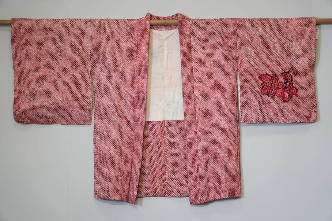 Red Shibori Japanese Haori Jacket - Image 3