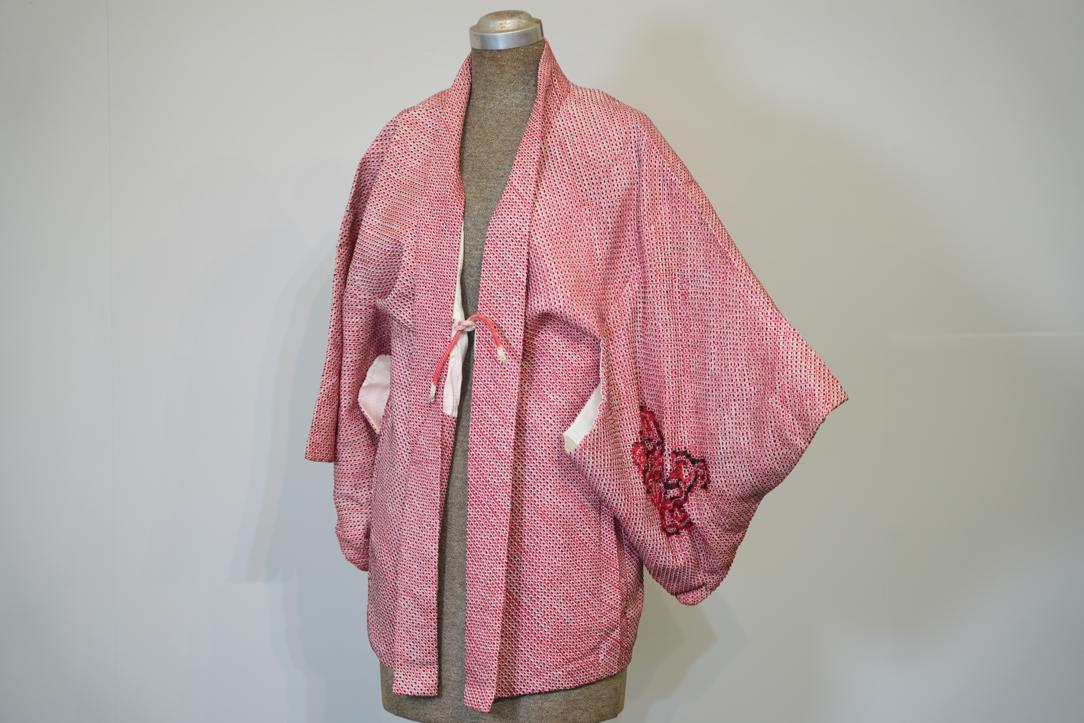Red Shibori Japanese Haori Jacket - Image 7