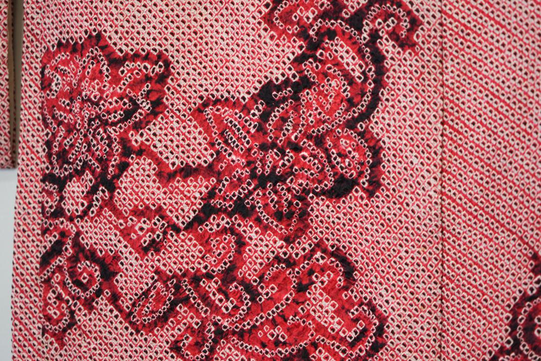 Red Shibori Japanese Haori Jacket - Image 2