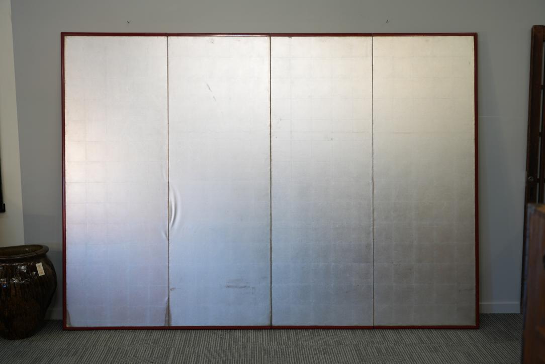Byobu Silver Leaf 4 Panel Screen Width:2440mm
