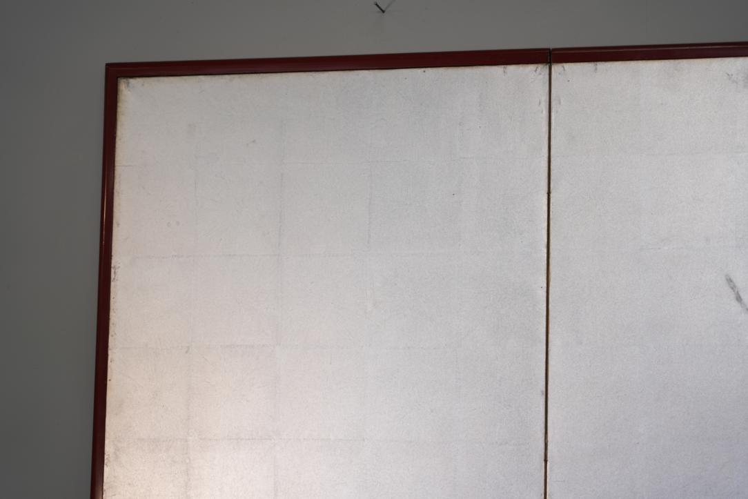 Byobu Silver Leaf 4 Panel Screen Width:2440mm - Image 2