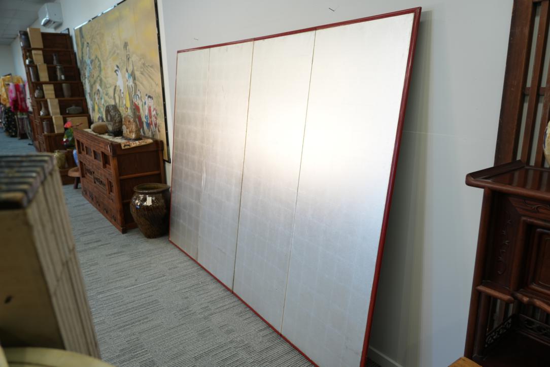 Byobu Silver Leaf 4 Panel Screen Width:2440mm - Image 5