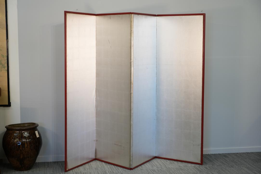 Byobu Silver Leaf 4 Panel Screen Width:2440mm - Image 4