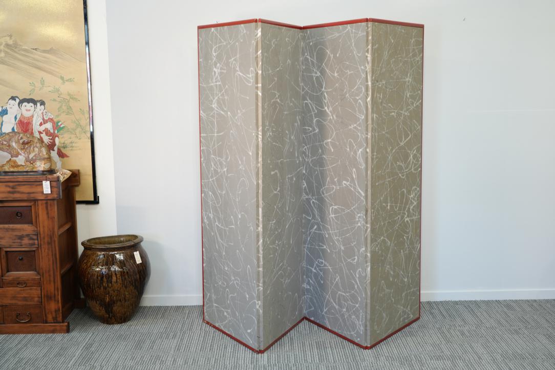 Byobu Silver Leaf 4 Panel Screen Width:2440mm - Image 3