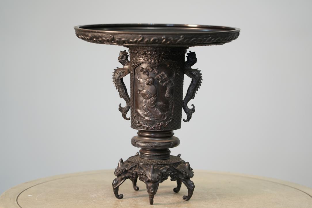 Japanese Bronze Usubata Vase Width:295mm - Image 7