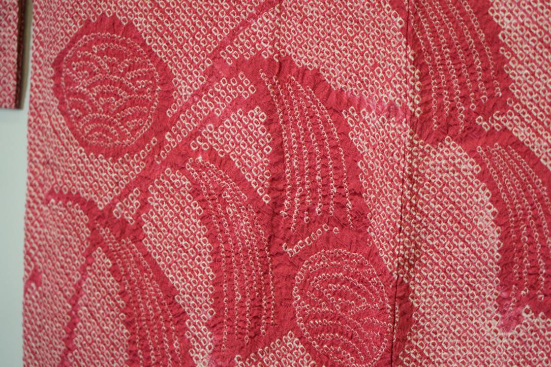 Red Shibori Japanese Haori Jacket - Image 2