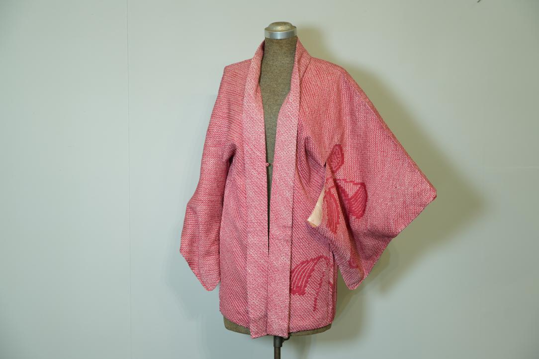 Red Shibori Japanese Haori Jacket - Image 4