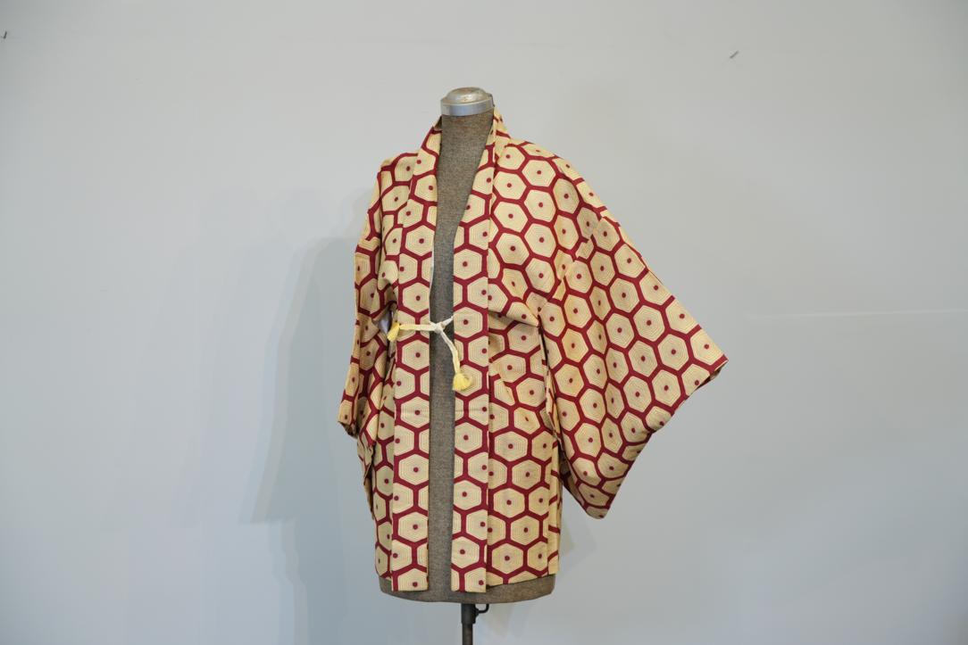 Geometric Silk Japanese Haori Jacket - Image 3