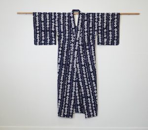 Blossoms on Navy Blue Vintage Japanese Cotton Yukata