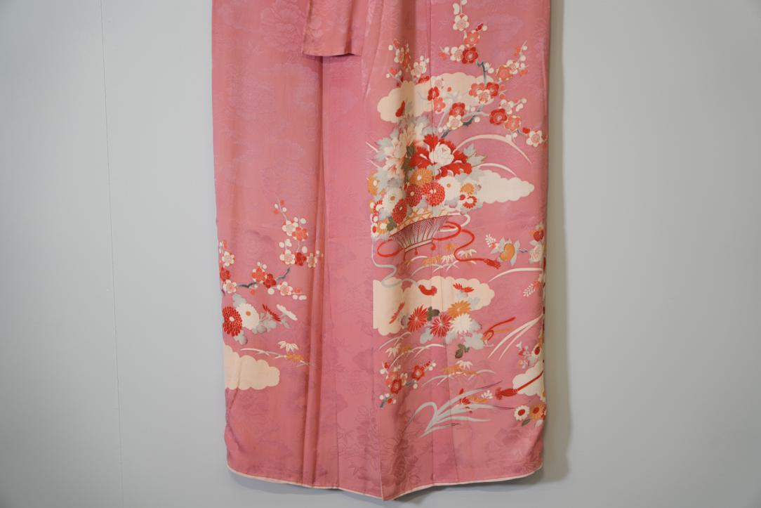 Fans and Flowers Pink Jacquard Japanese Silk Kimono - Image 8