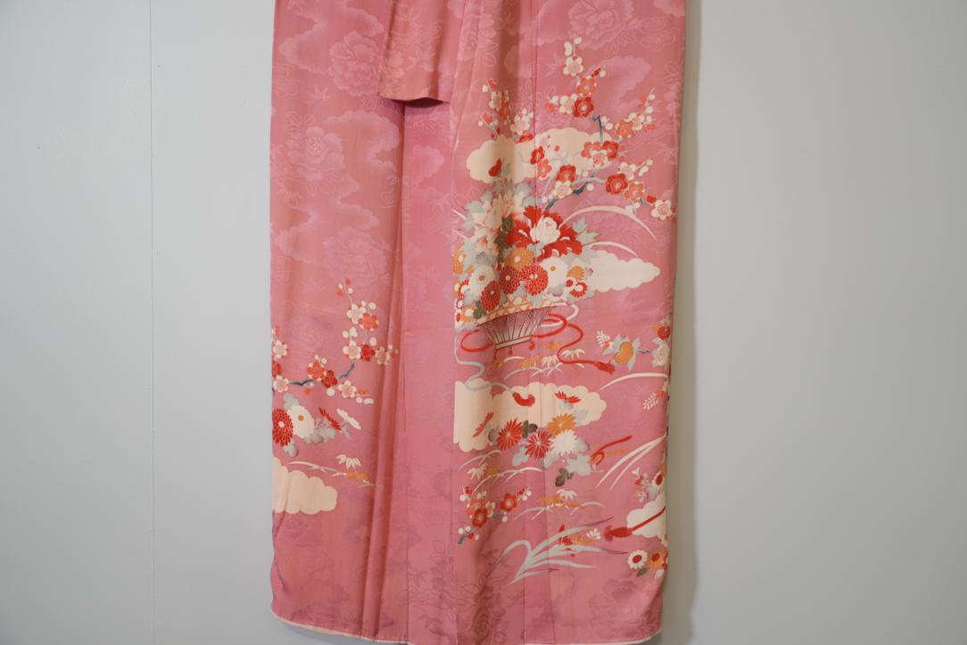 Fans and Flowers Pink Jacquard Japanese Silk Kimono - Image 7