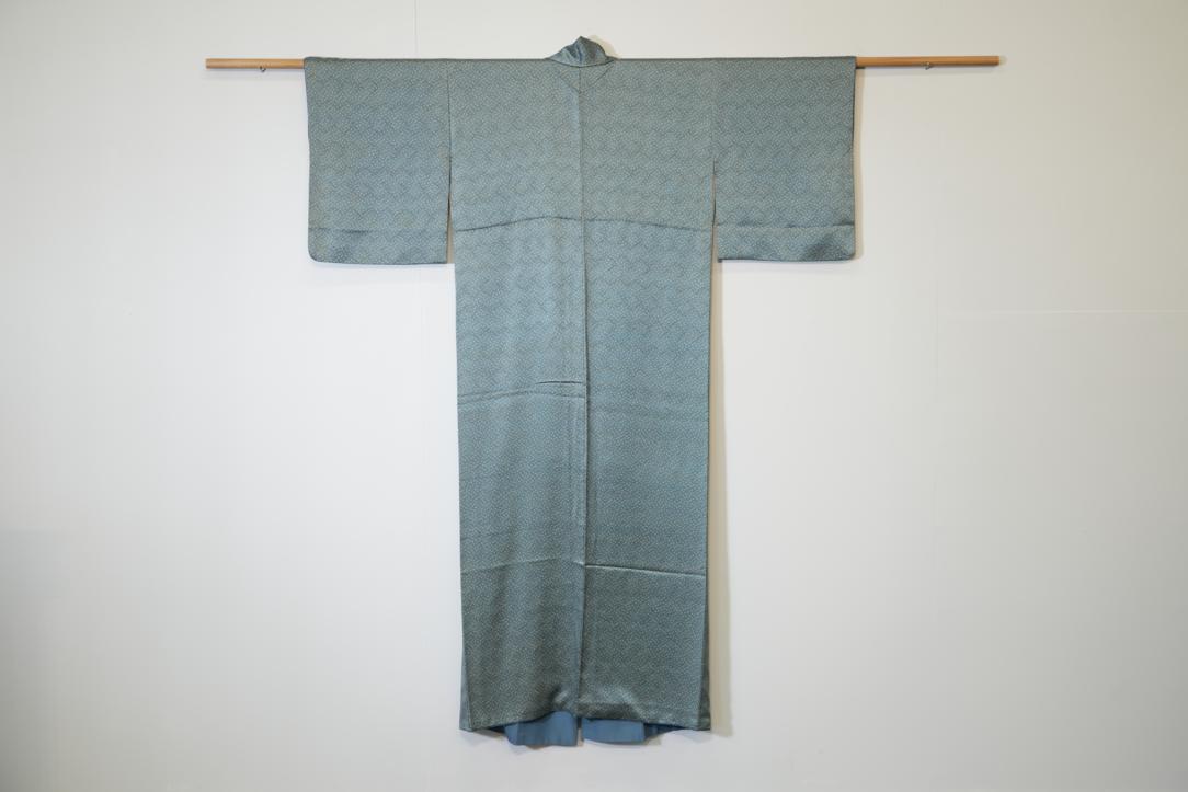 Jacquard Teal Vintage Japanese Silk Kimono