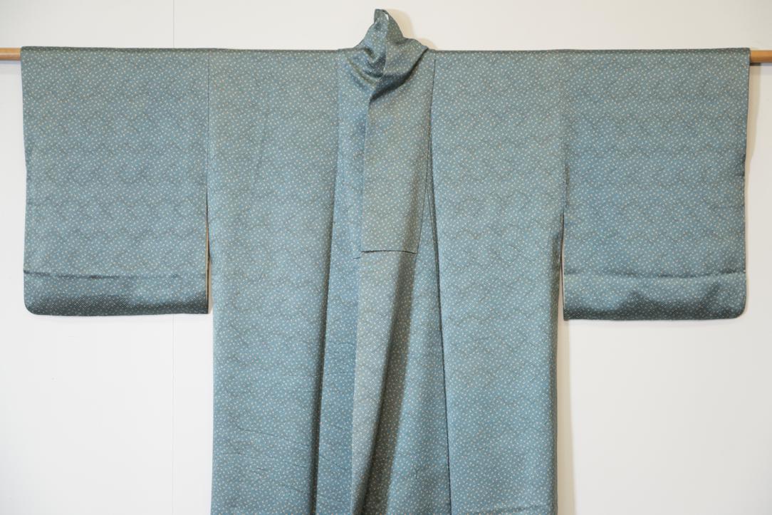 Jacquard Teal Vintage Japanese Silk Kimono - Image 5
