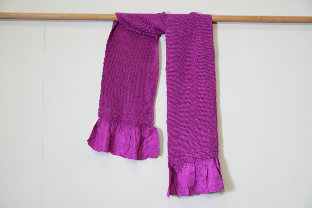 Magenta Pink Shibori Obiage Silk Sash Length:1350mm