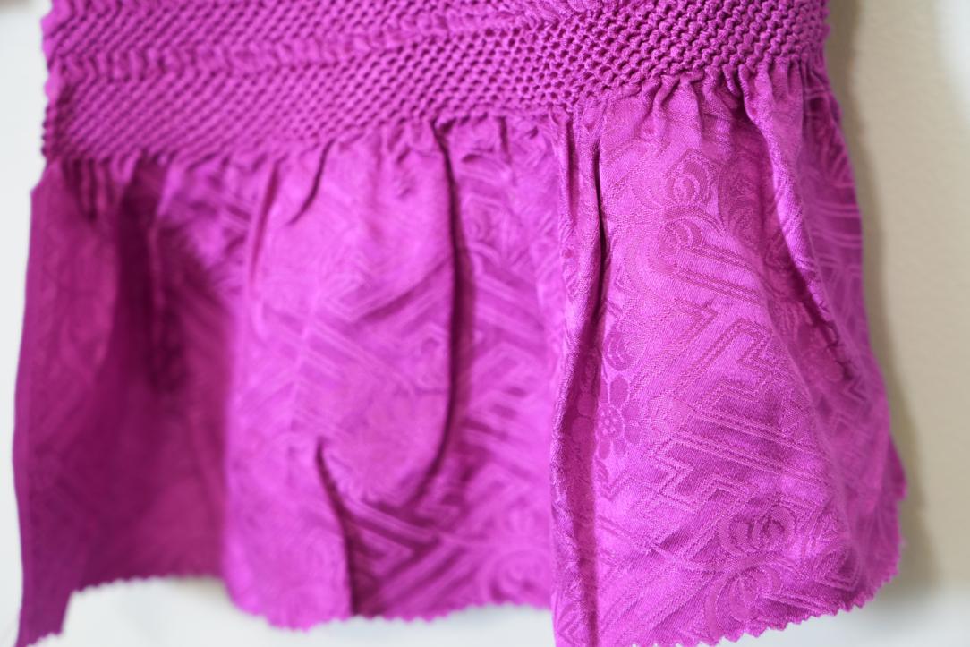 Magenta Pink Shibori Obiage Silk Sash Length:1350mm - Image 2