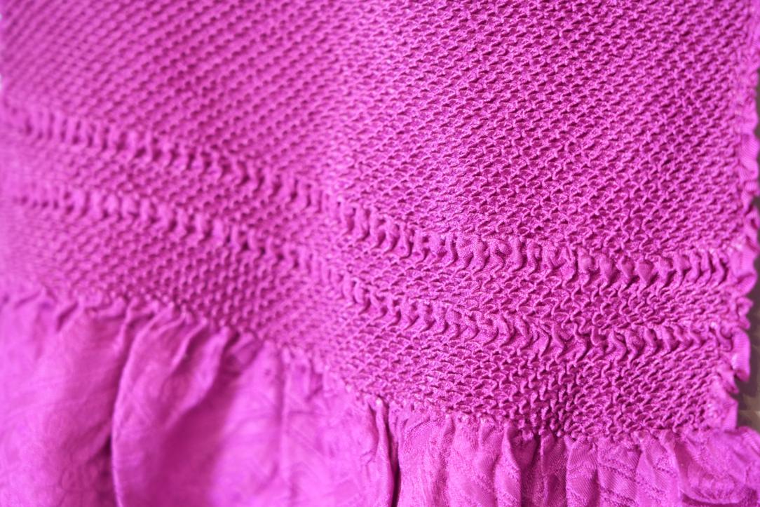 Magenta Pink Shibori Obiage Silk Sash Length:1350mm - Image 3