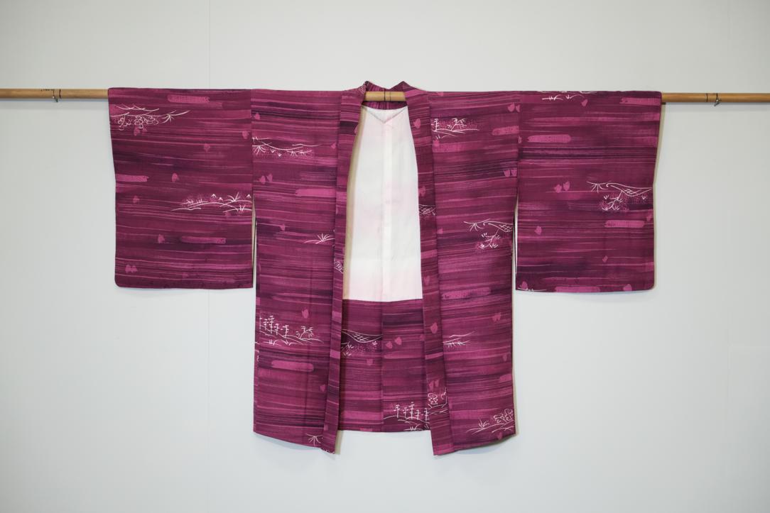 Pink and Crimson Vintage Japanese Haori Jacket - Image 6