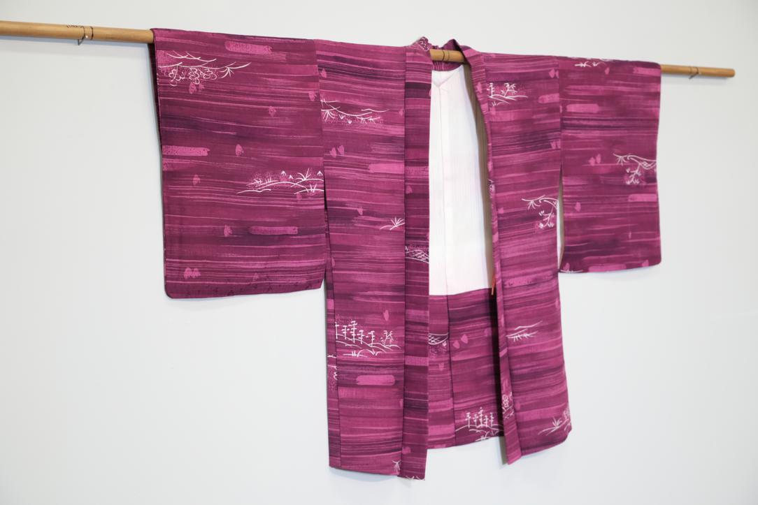 Pink and Crimson Vintage Japanese Haori Jacket - Image 5