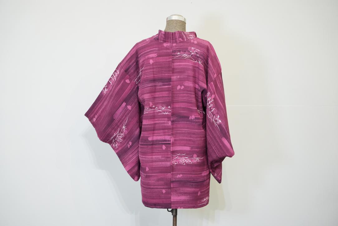 Pink and Crimson Vintage Japanese Haori Jacket - Image 3